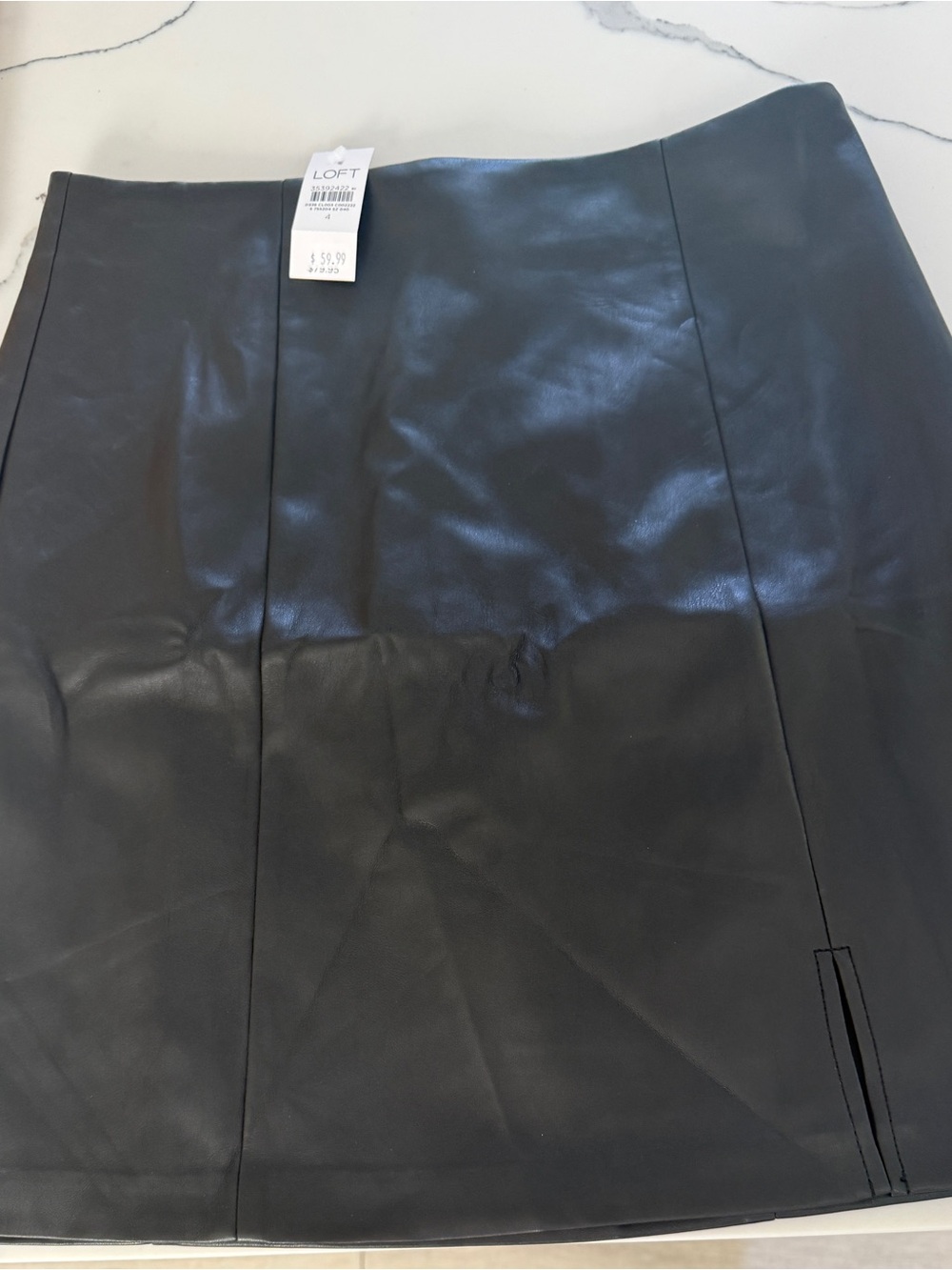 LOFT Black Faux Leather Panel Mini Skirt